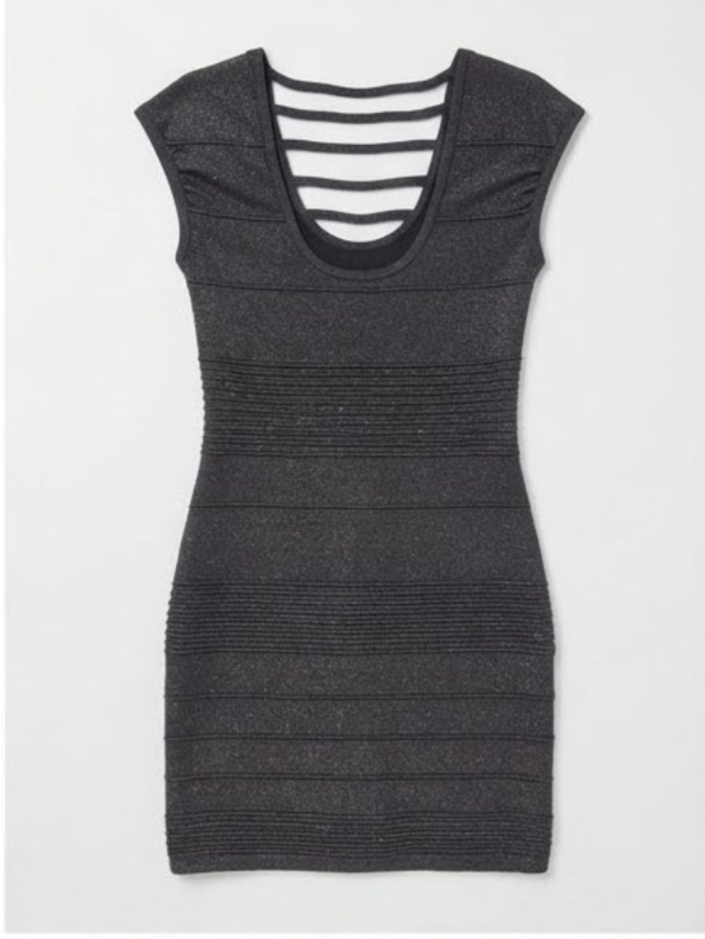 Twenty One Metallic Banded Bodycon Dress Dark Grey (Size S) Strappy Back